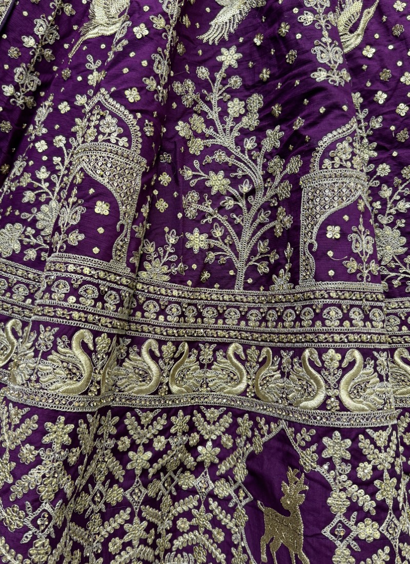 Dandiya Special Purple Cotton Embroidery Work Lehenga Choli main image 0